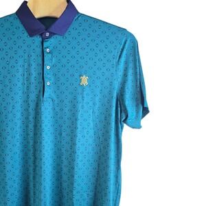 Greyson Mens XXL Teal Geometric Diamond Print Performance Golf Polo Shirt